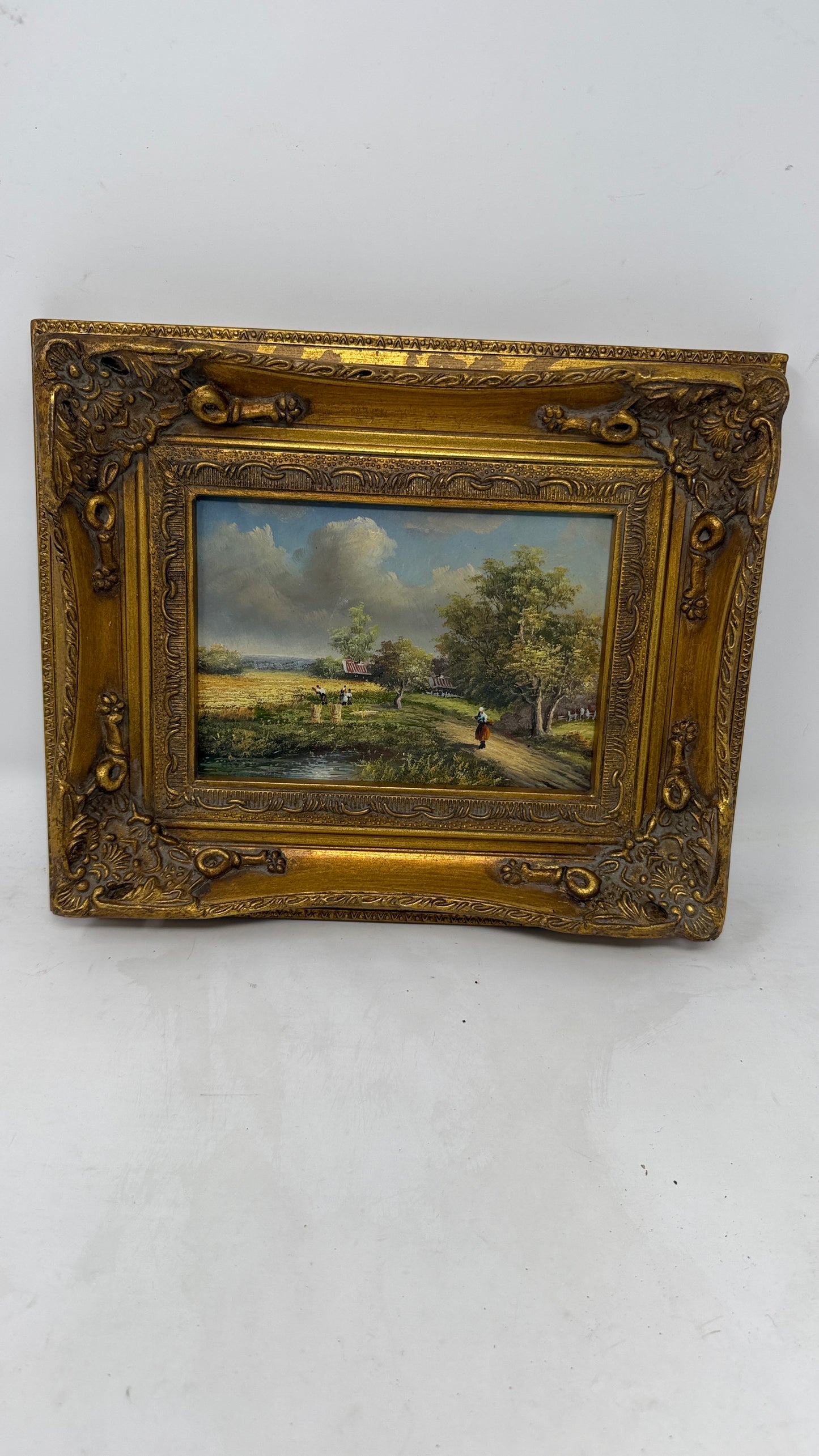 Countryside Path Landscape in Ornate Gold Frame