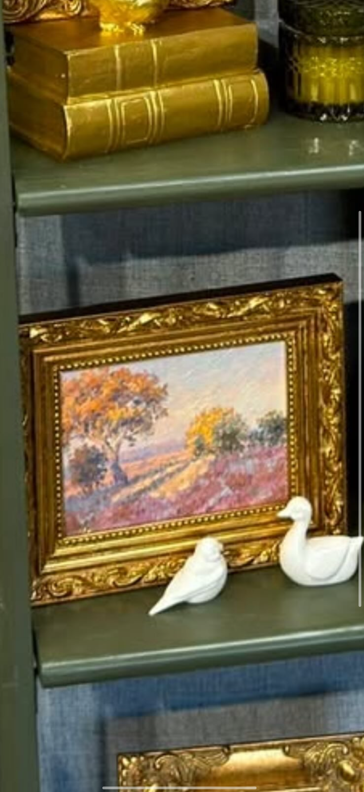 Framed Impressionist Countryside Landscape with Ornate Gold Frame