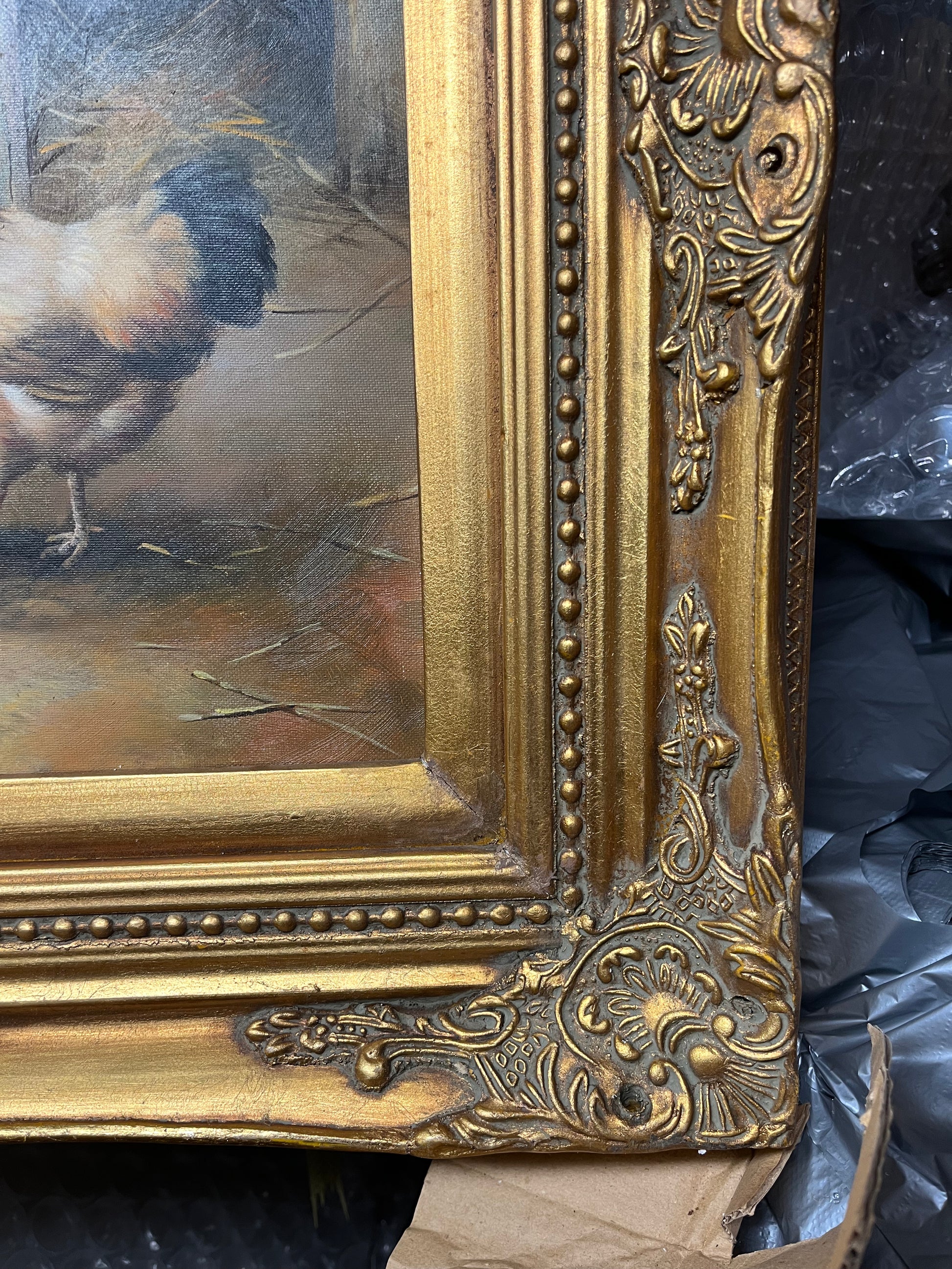 Chickens Around the Barnhouse 25x26, 16x20 - HeirloomSpace