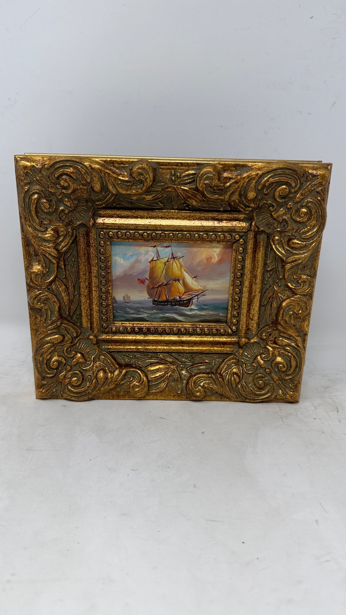 Golden Voyage – Framed Seascape Oil Painting