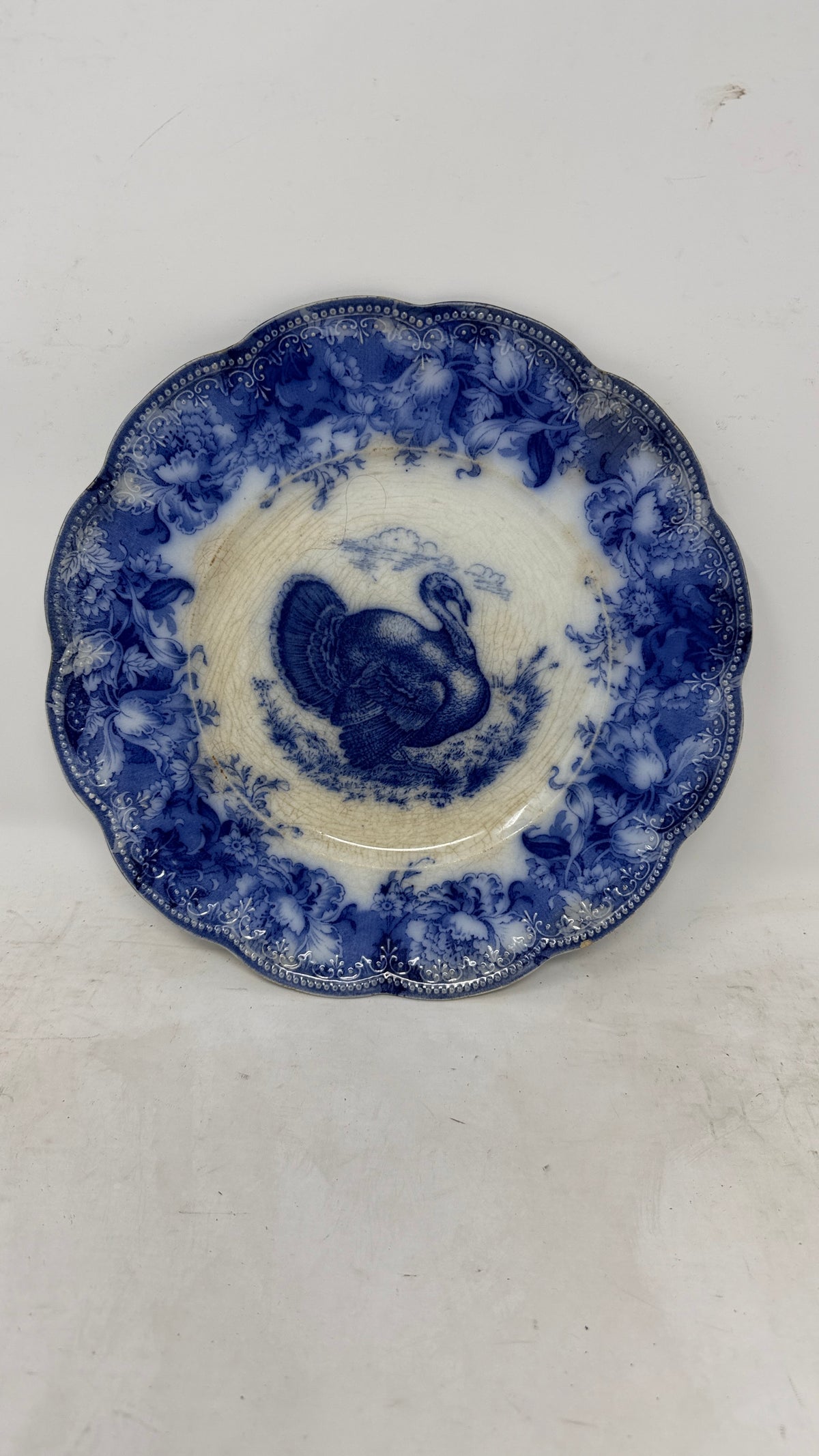 Blue & White Turkey Transferware Plate