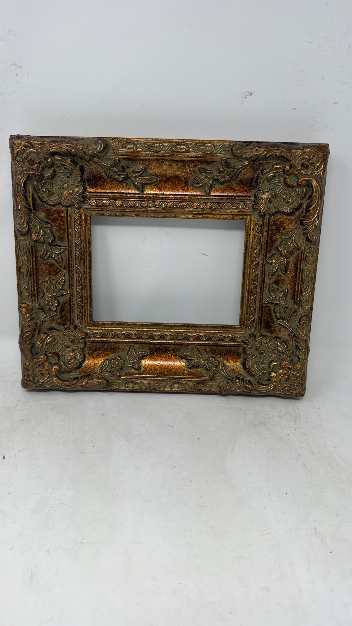 Ornate Bronze Gold & Green Floral Picture Frame