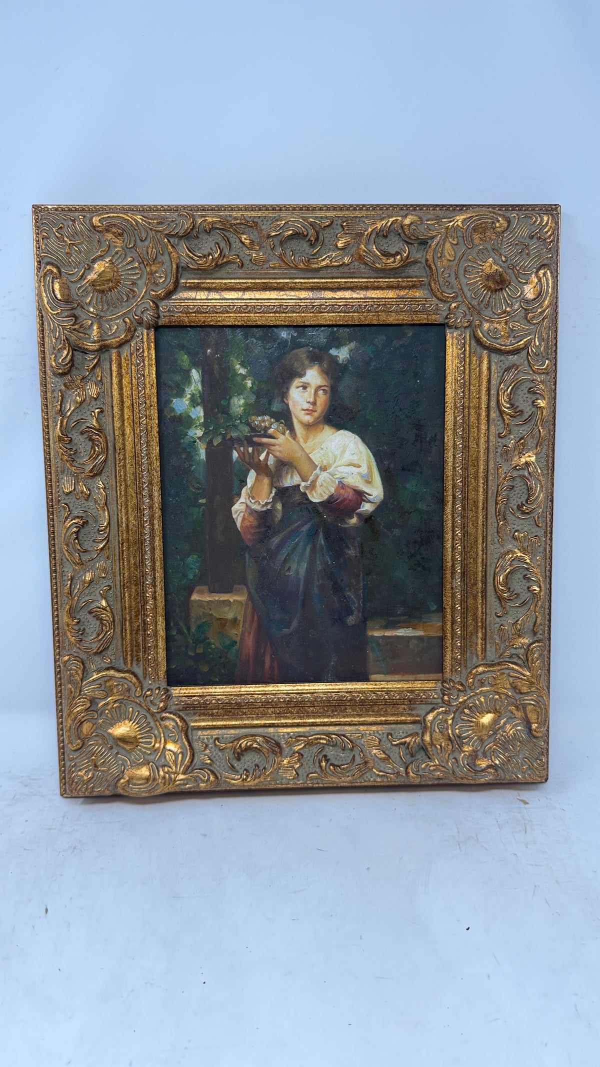 The Vineyard Maiden — Ornate Gold-Framed Portrait Painting