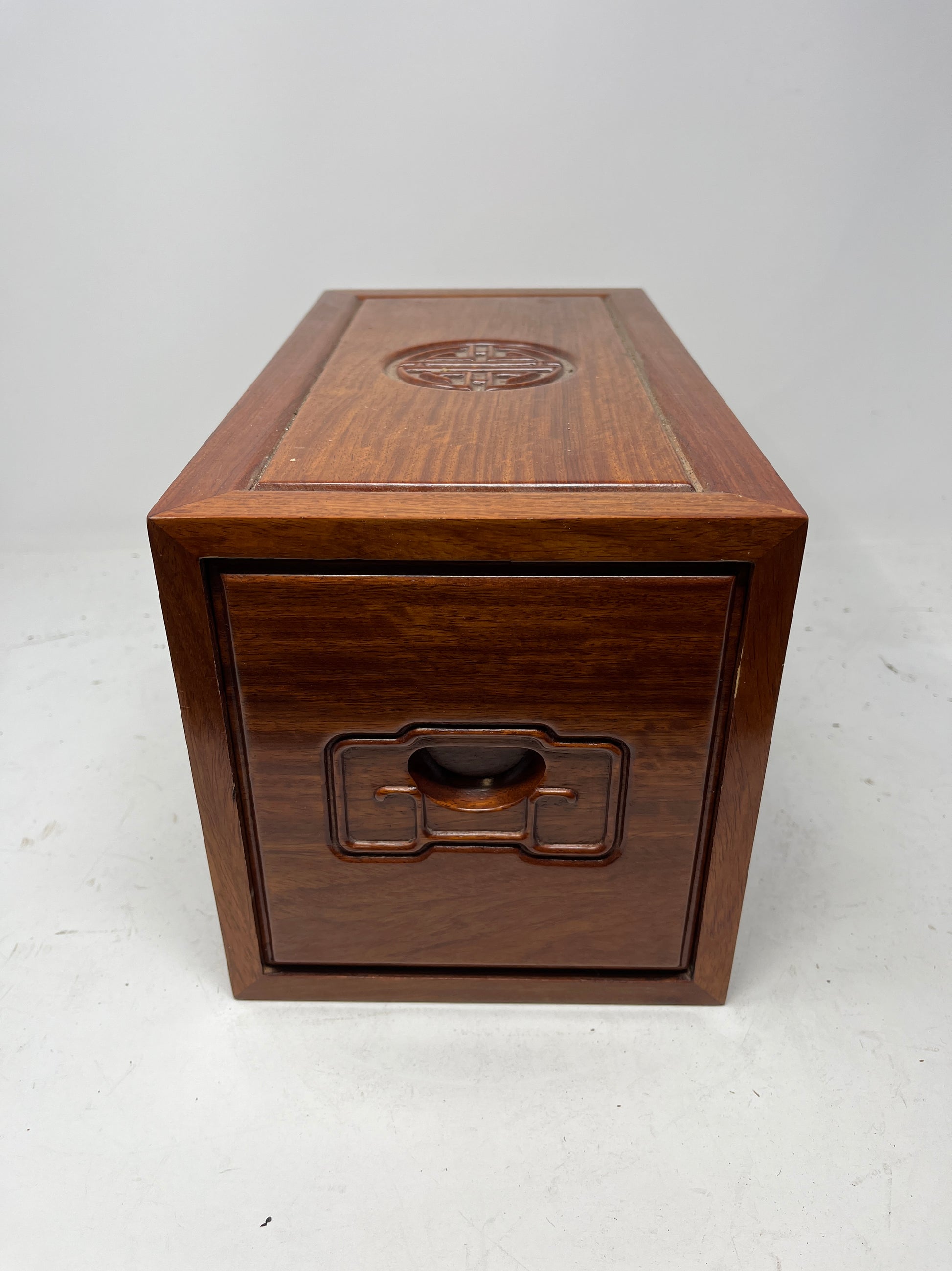 Handcrafted Wooden Storage Box with Chinese Longevity Symbol - HeirloomSpace