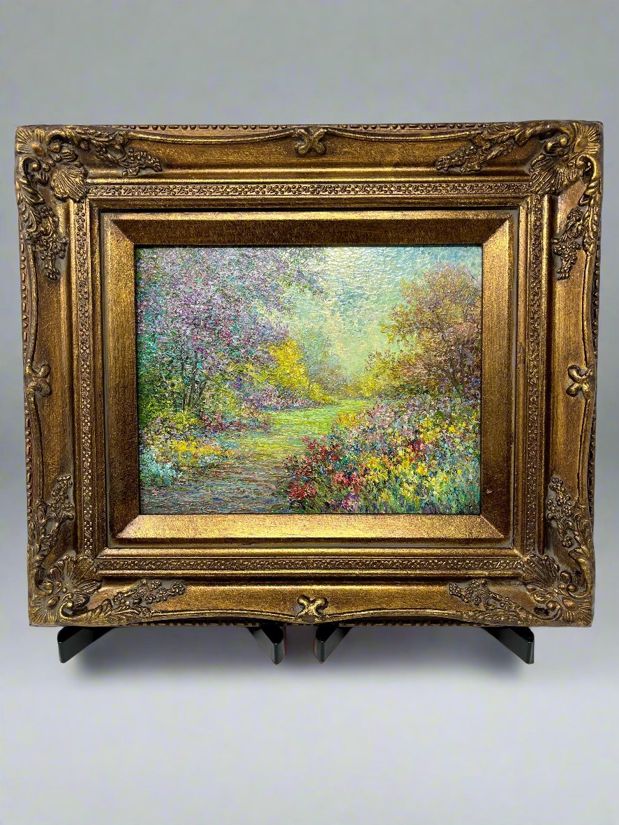 colorful impressionism painting with flowers