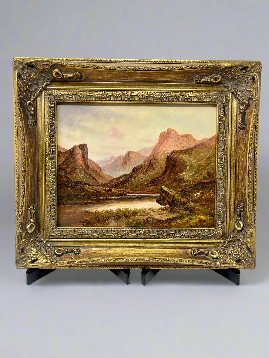 landscape oil painting with mountains