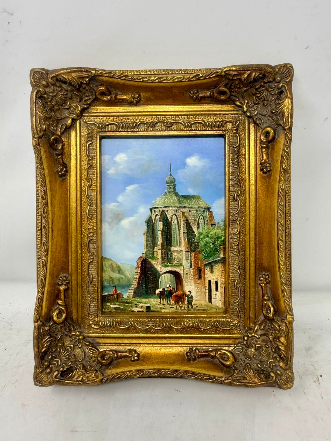 Old World Passage | Framed Architectural Oil Painting in Ornate Gold Frame