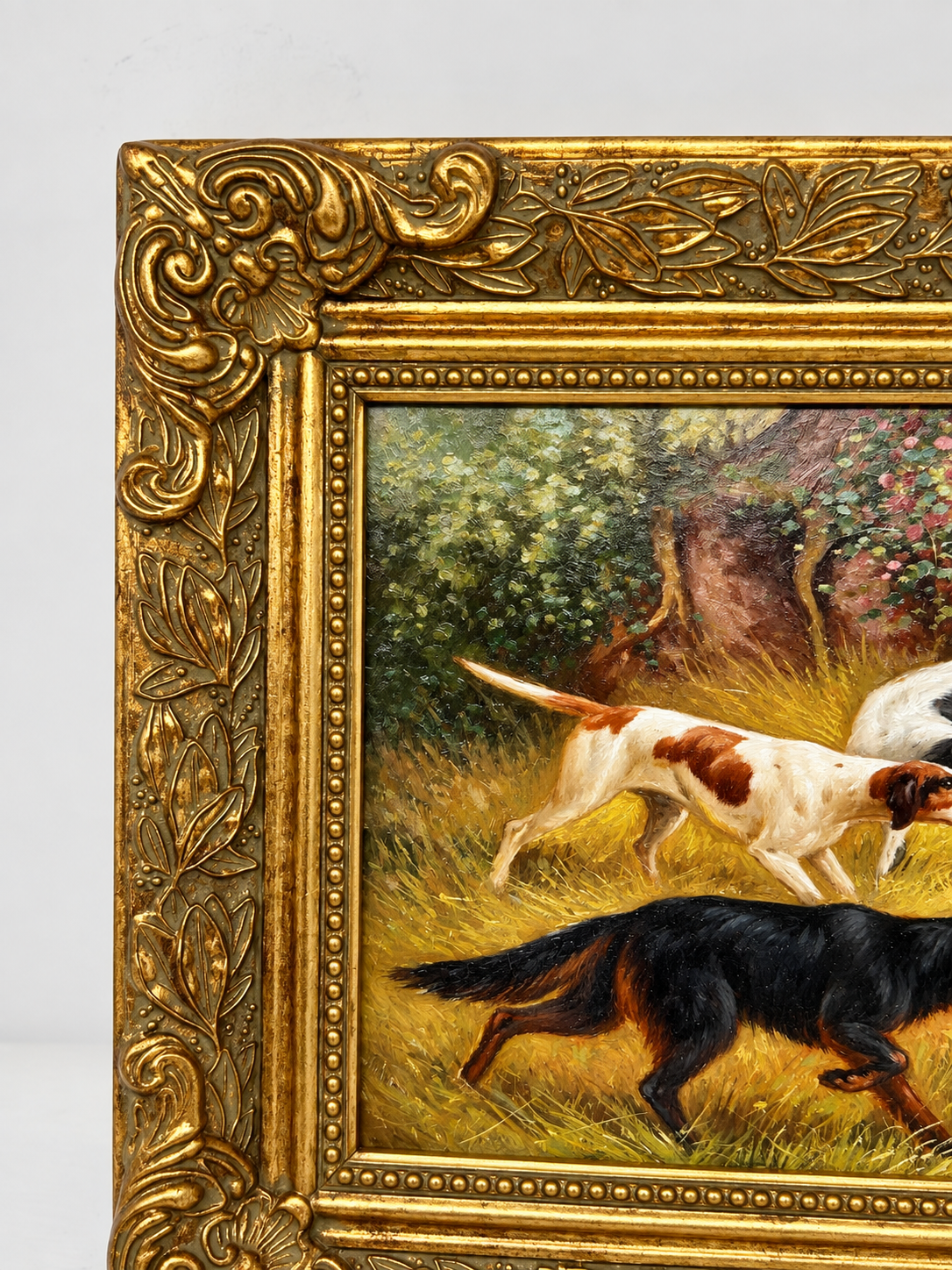 Field Companions | Framed Hunting Dogs Oil Painting