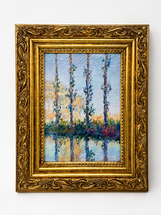 Quiet Reflections | Framed Impressionist Tree Landscape Oil Painting