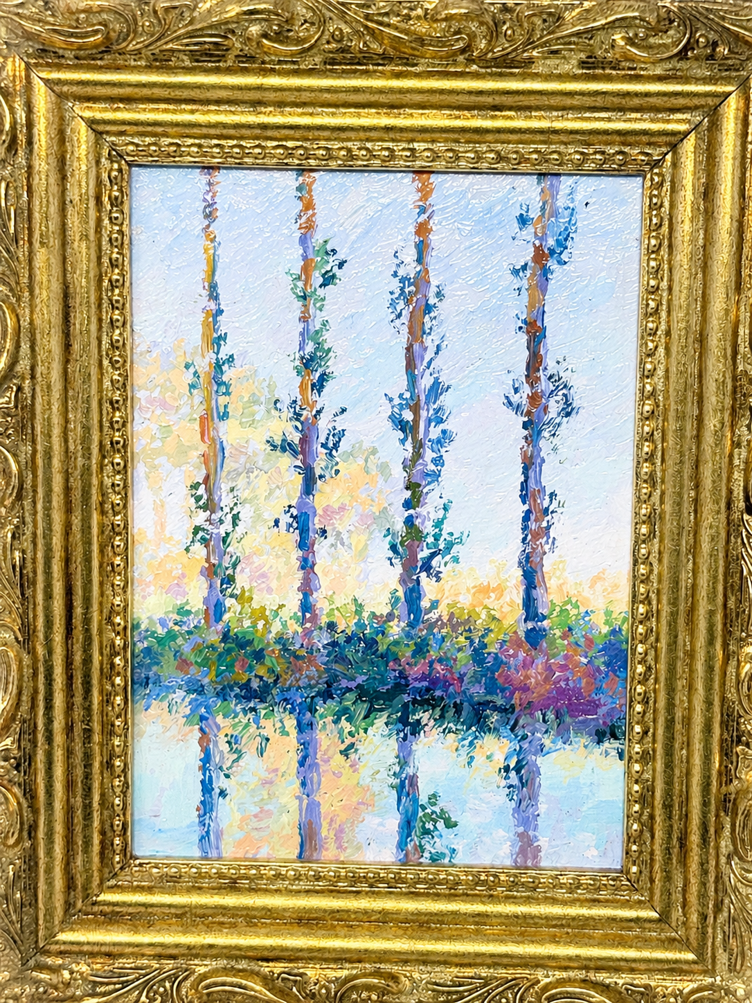 Quiet Reflections | Framed Impressionist Tree Landscape Oil Painting