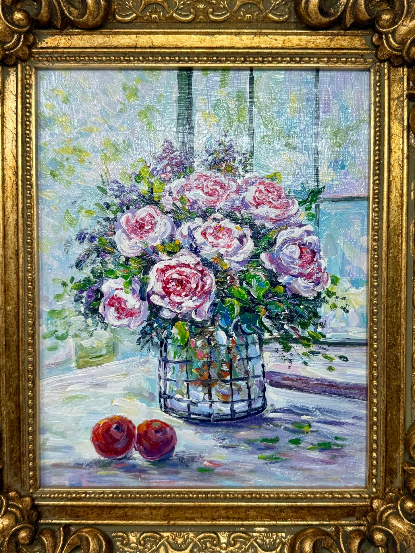 Pink Roses Vase Painting