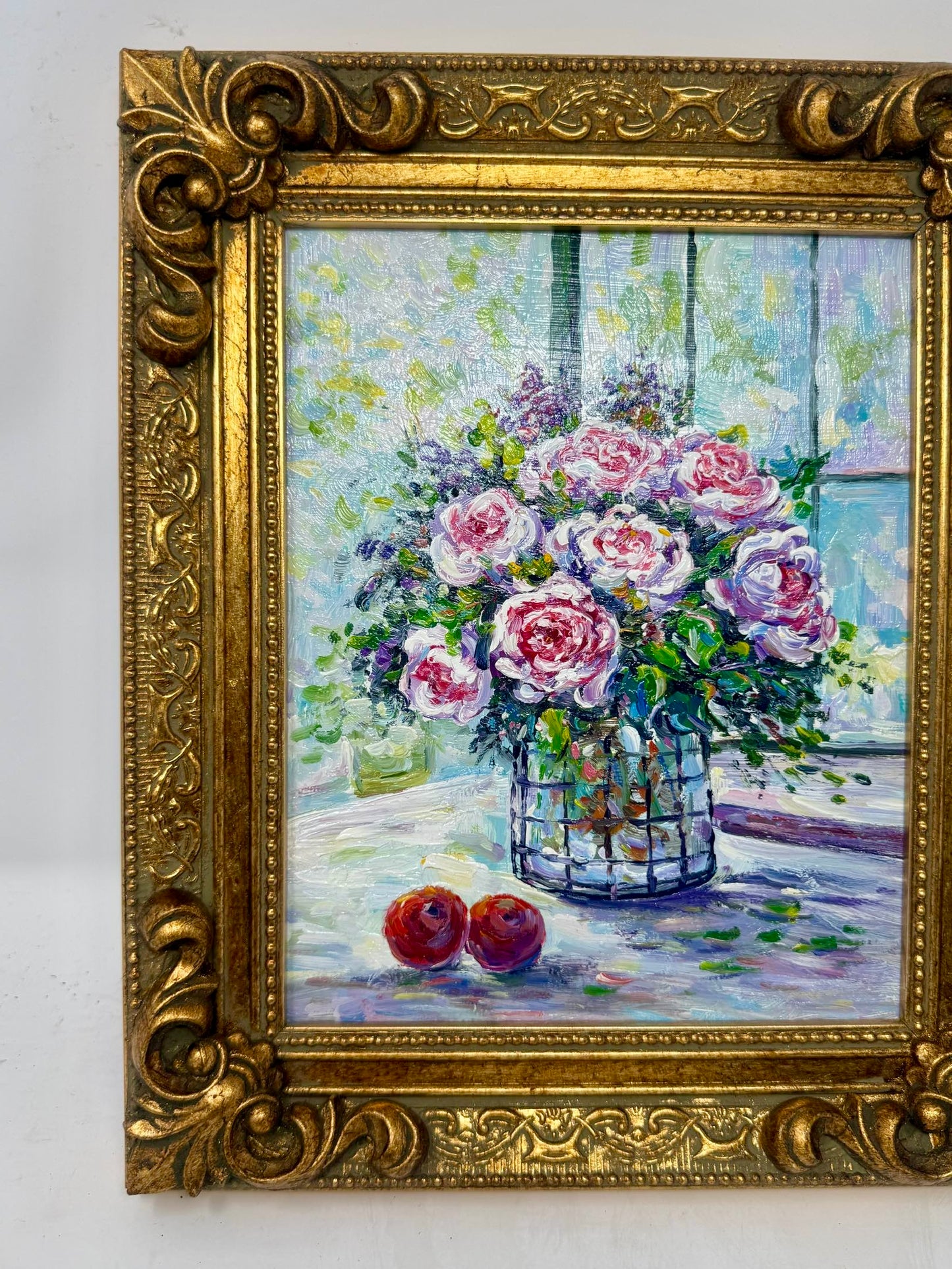 Pink Roses Vase Painting
