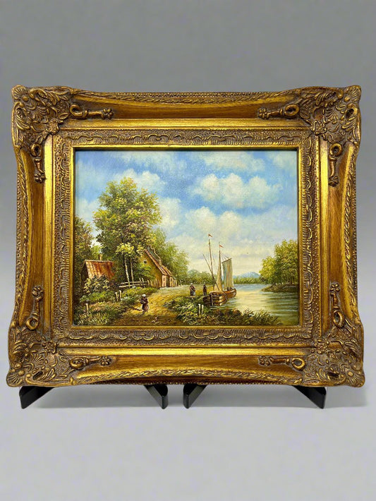 Sailing by the Riverside - A Bucolic Village Scene - HeirloomSpace