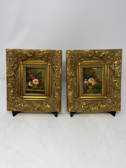 Petite Florals in Gilt (Pair)