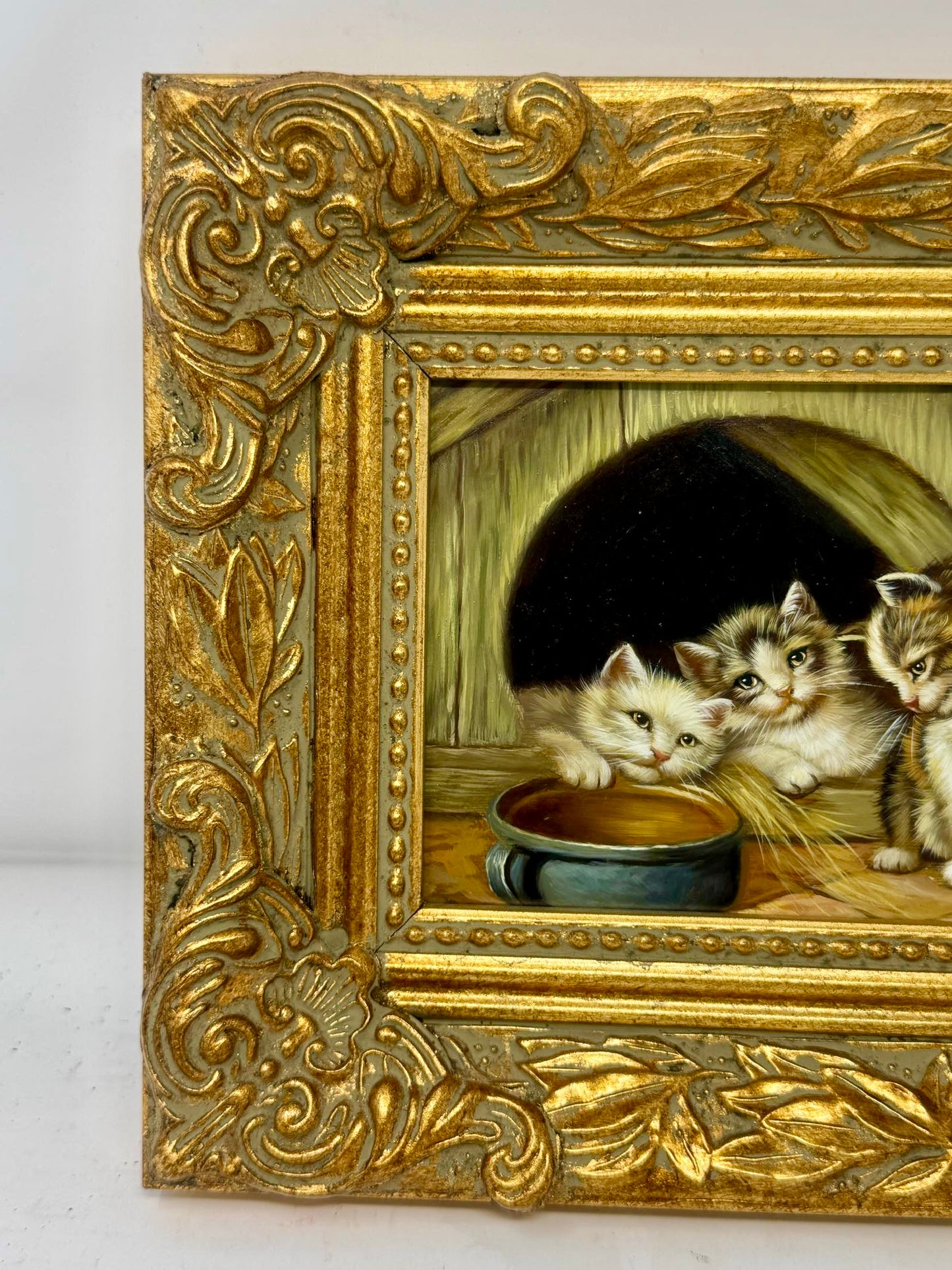 Kittens by Cat Bed Painting