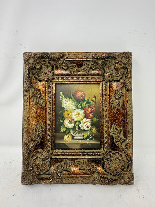 Framed Floral Oil Painting | Traditional Gold Frame Decor