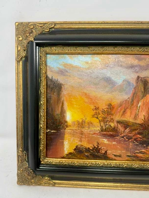 Golden Hour Valley | Framed Landscape Oil Painting