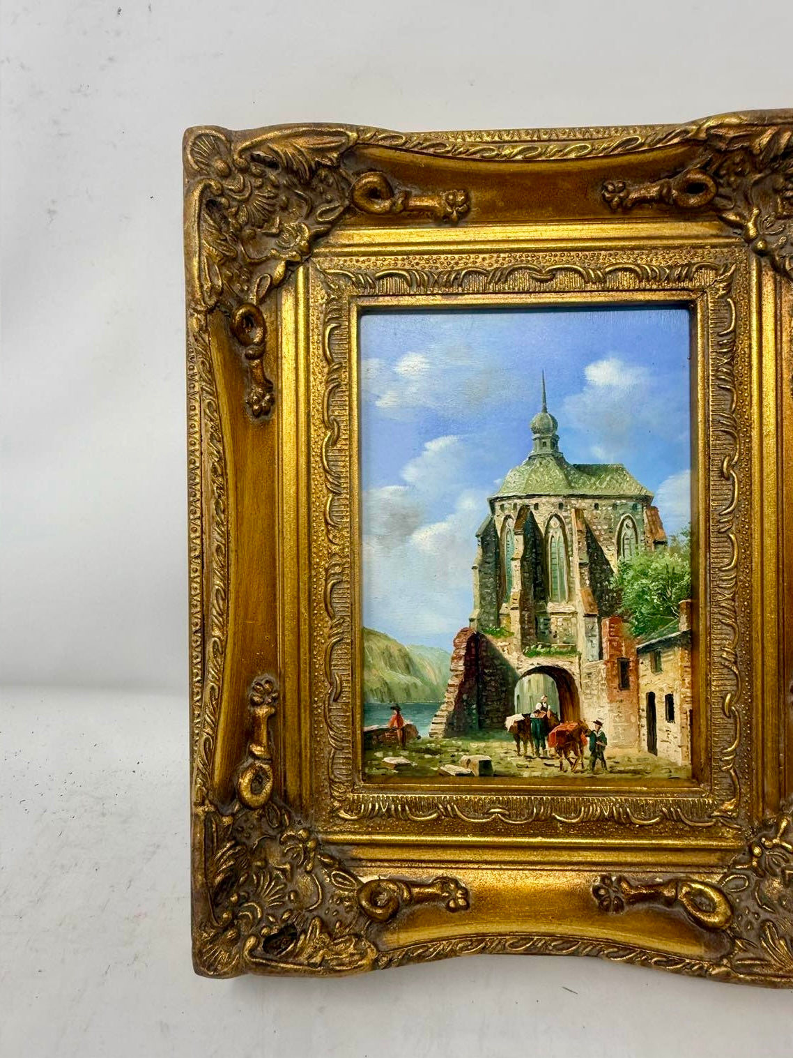 Old World Passage | Framed Architectural Oil Painting in Ornate Gold Frame