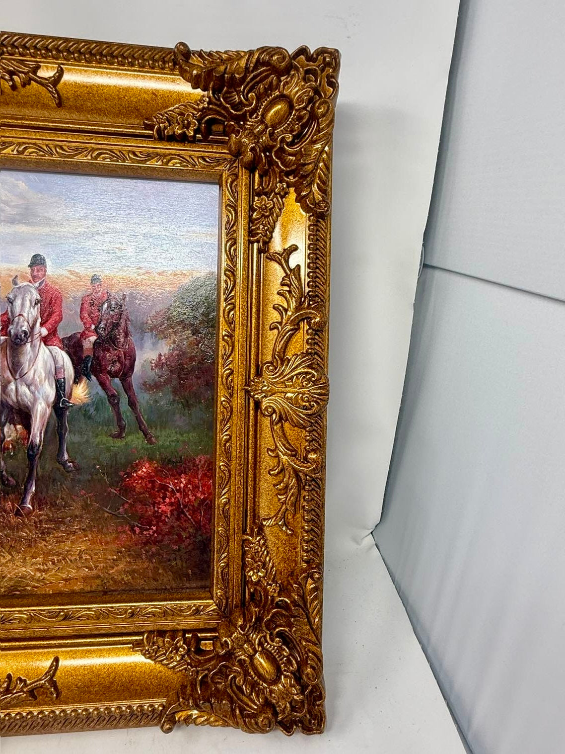 Autumn Hunt | Framed Equestrian & Hounds Oil Painting in Ornate Gold Frame