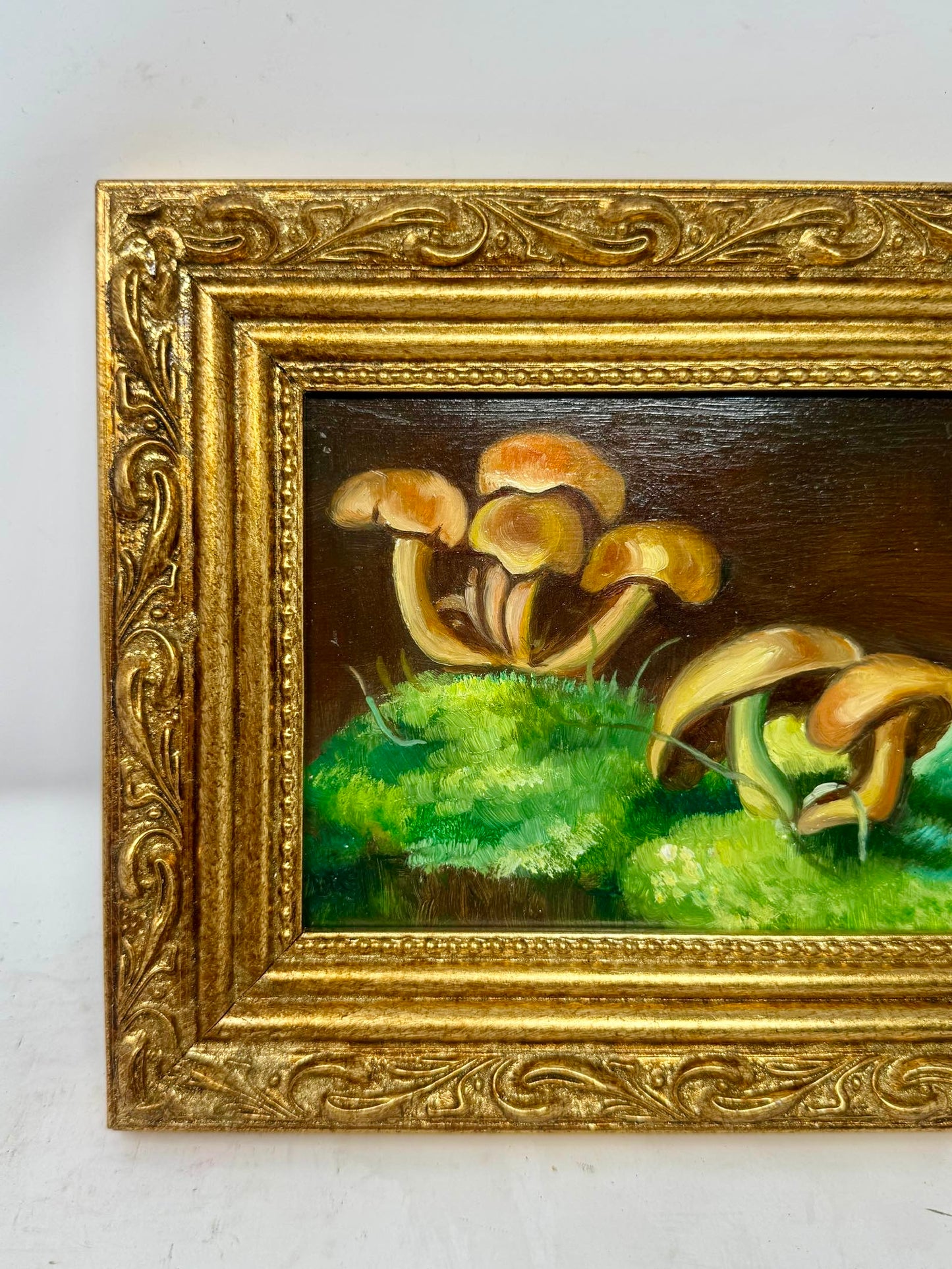 Woodland Study | Framed Mushroom Oil Painting in Ornate Gold Frame