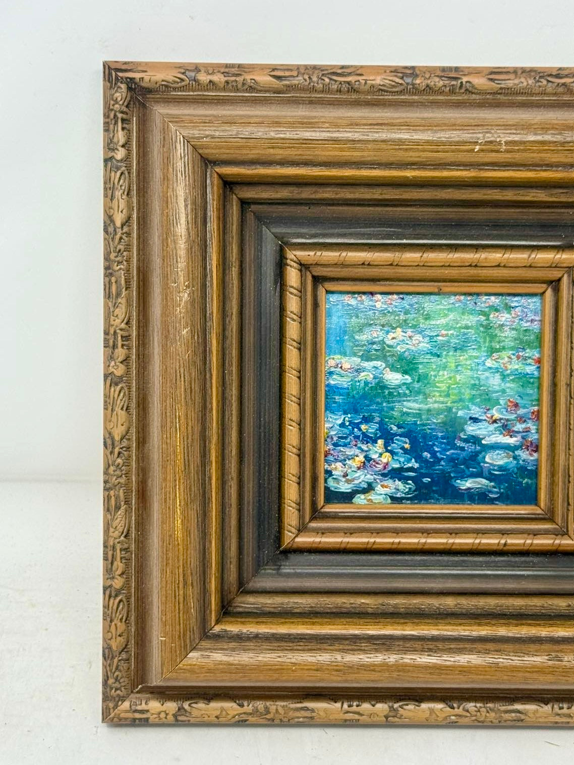 Water Garden | Framed Mini Lily Pond Oil Painting in Layered Wood Frame