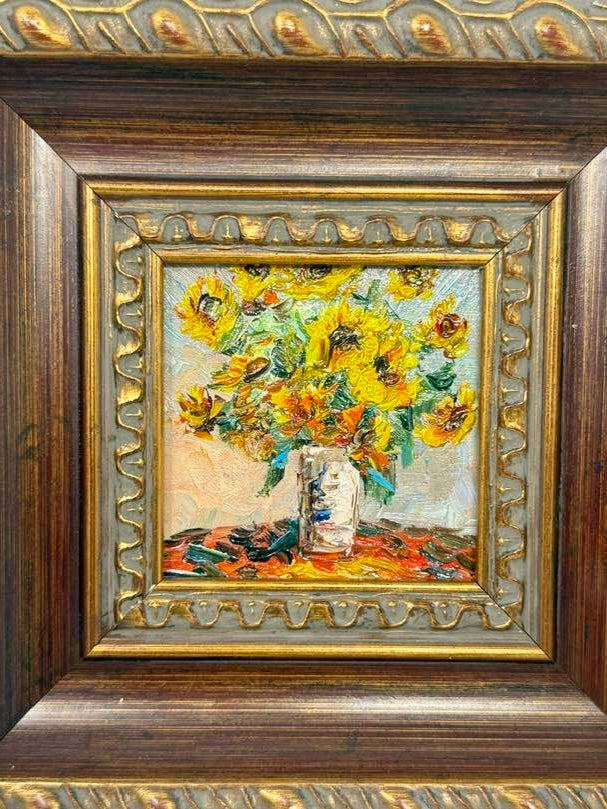 Sunlit Blooms | Framed Yellow Floral Oil Painting