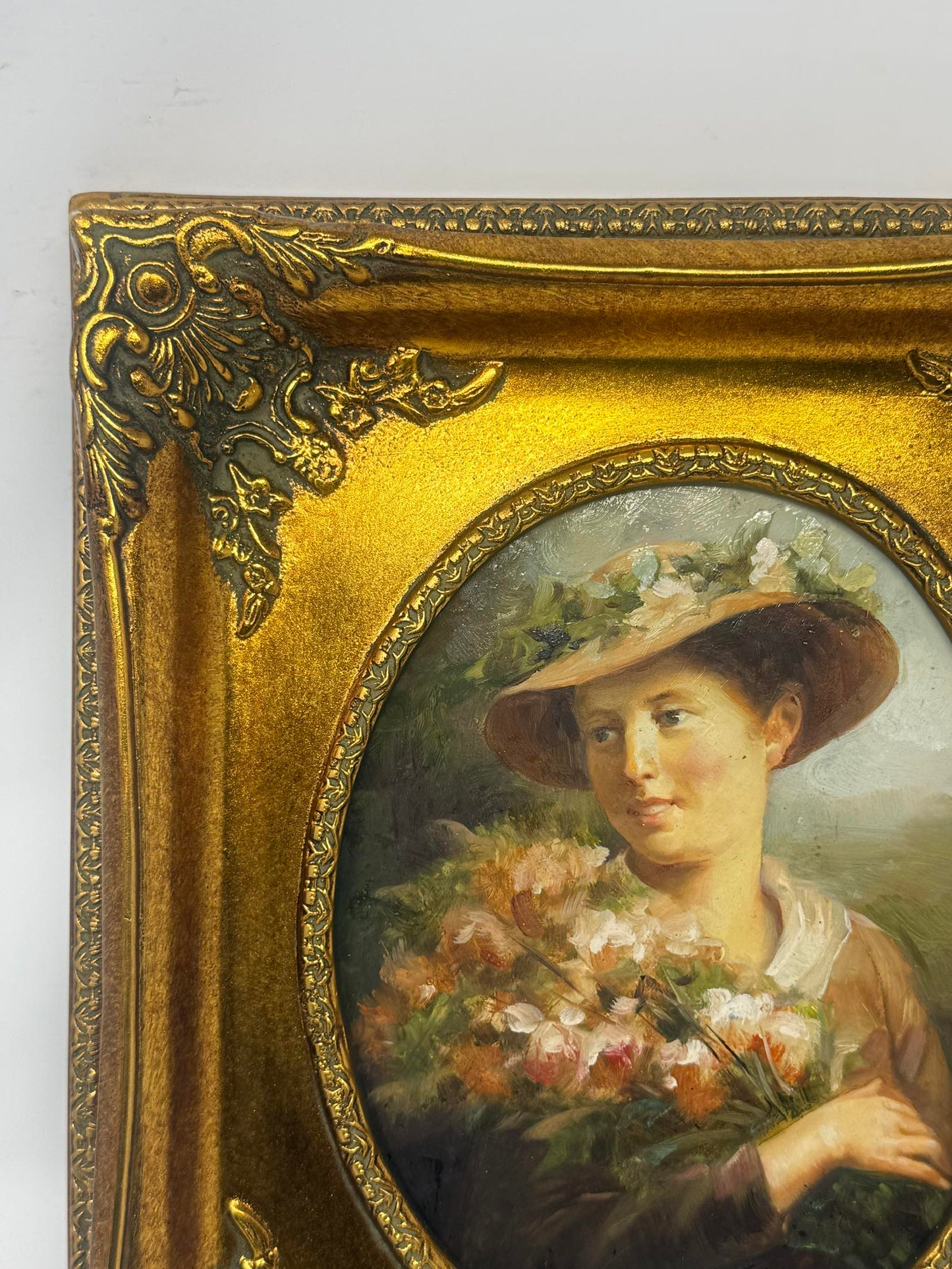 Lady in Bloom | Framed Floral Portrait Oil Painting