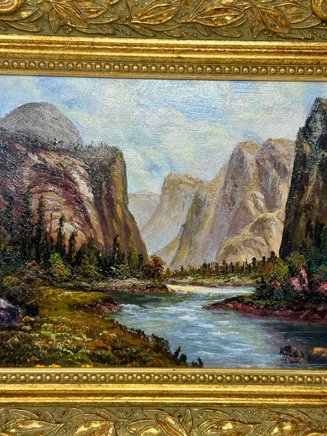 River Valley | Framed Mountain Oil Painting