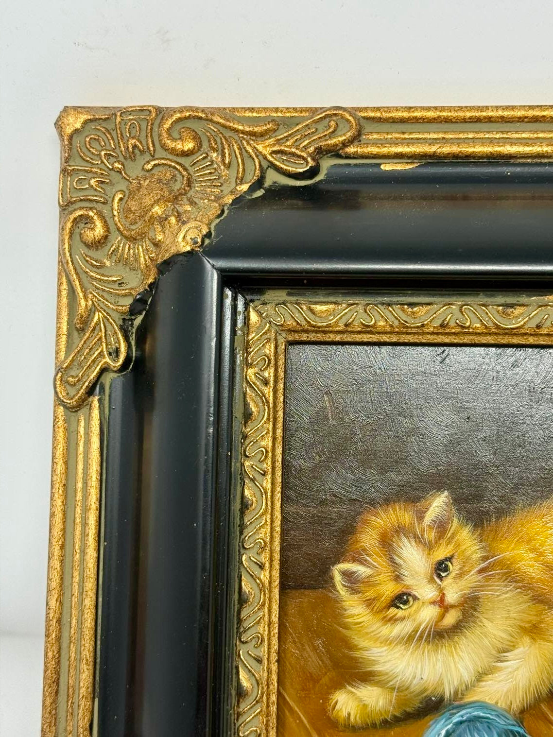 Playful Companions | Framed Kitten Oil Painting