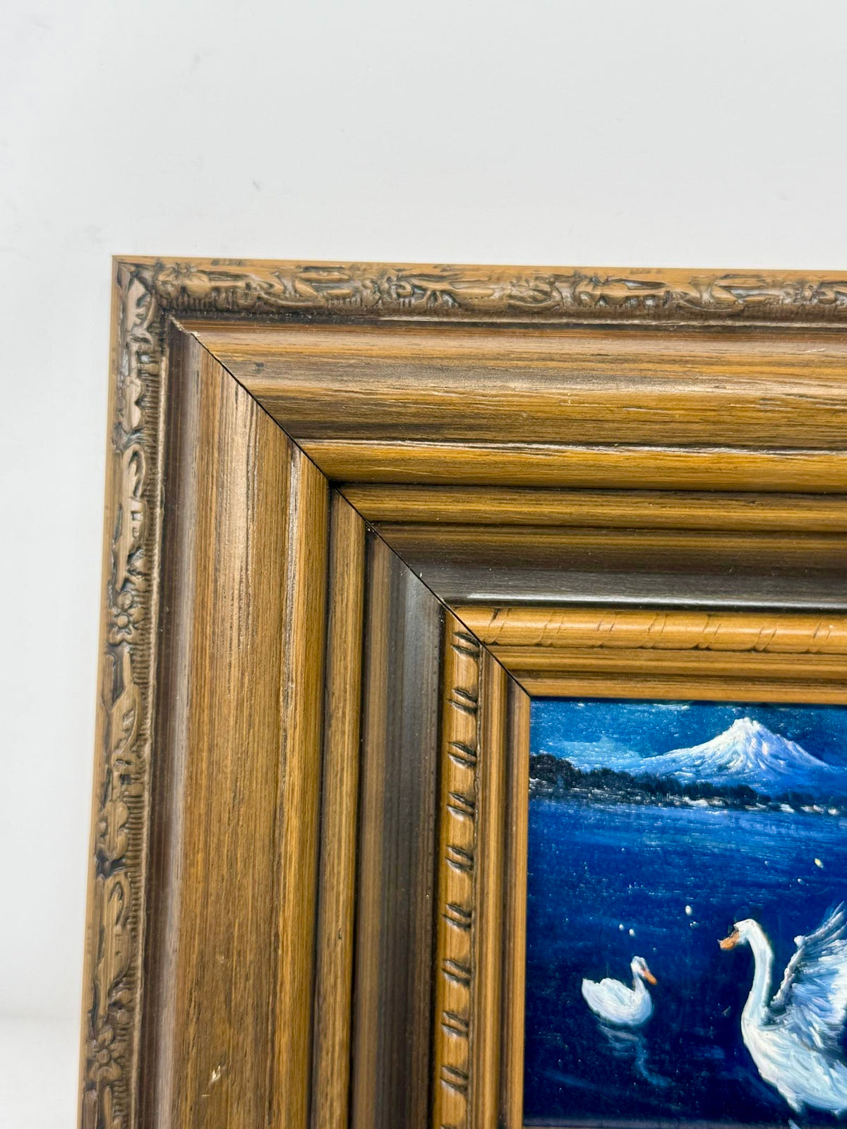 Majestic Swans | Framed Swan & Mountain Oil Painting