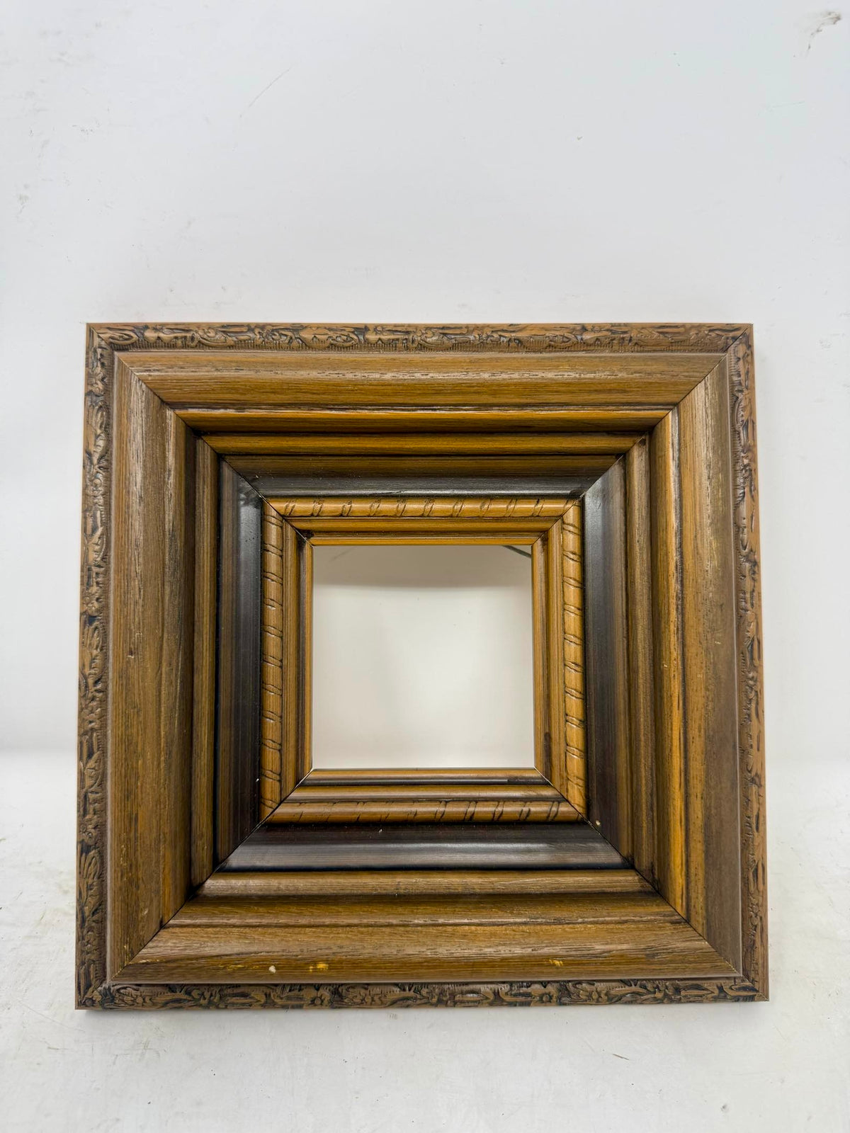 Decorative Wood Picture Frame with Carved Floral Details