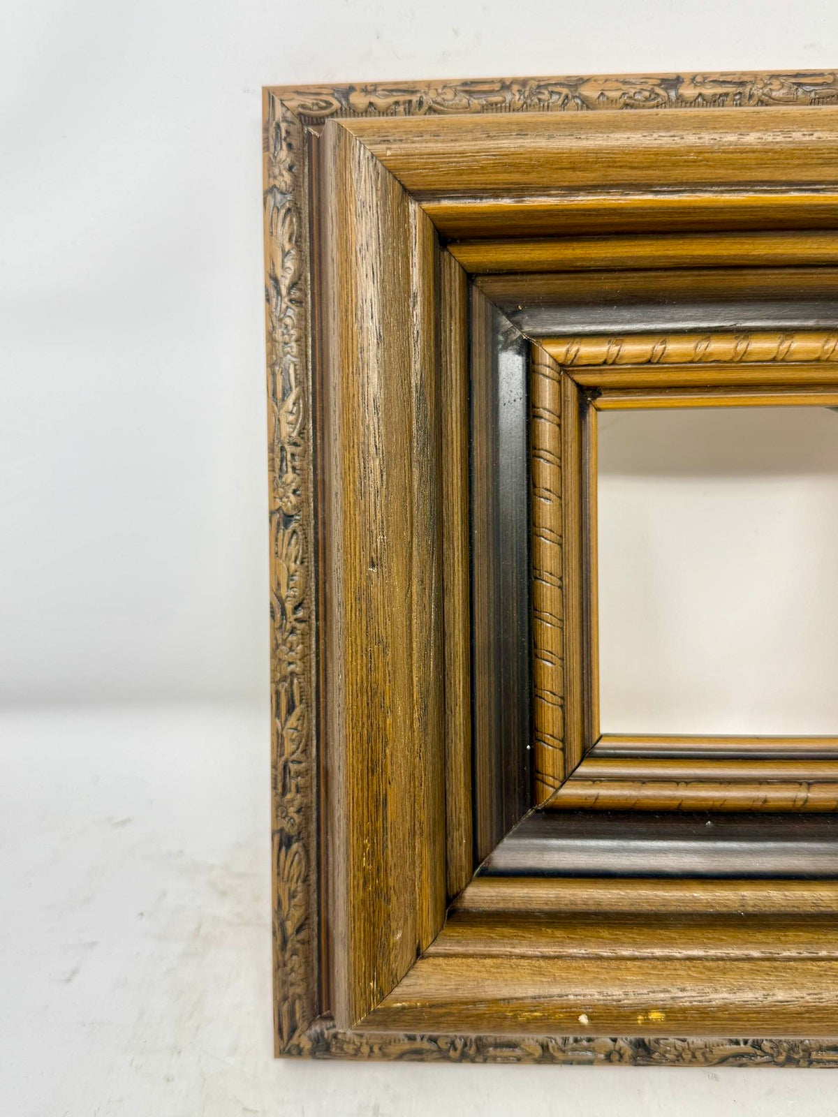 Decorative Wood Picture Frame with Carved Floral Details