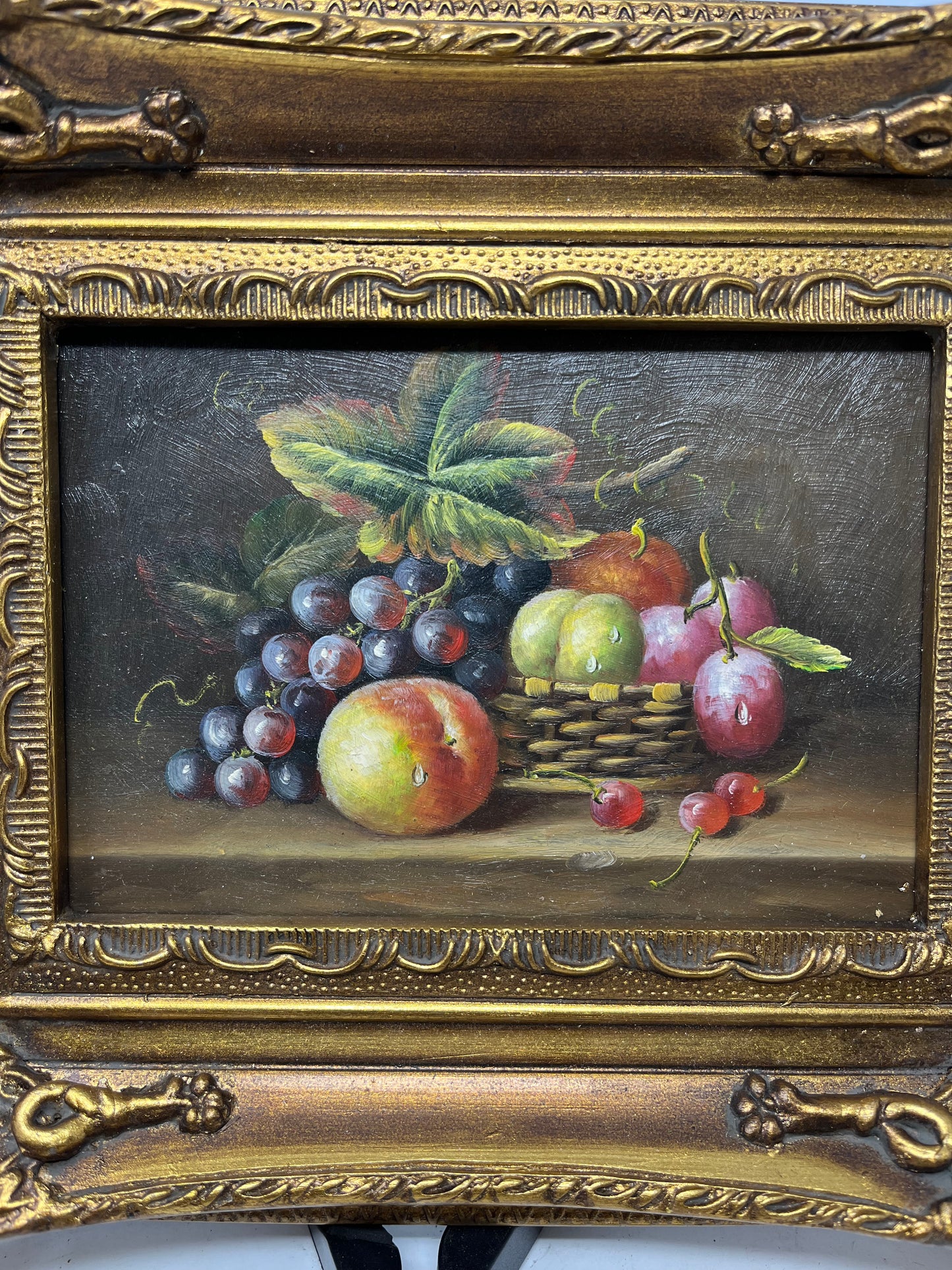 Fruits on a Table oil painting golden frame 10x12