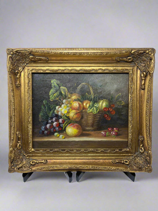 Fruits on a Basket Oil Painting 13x15