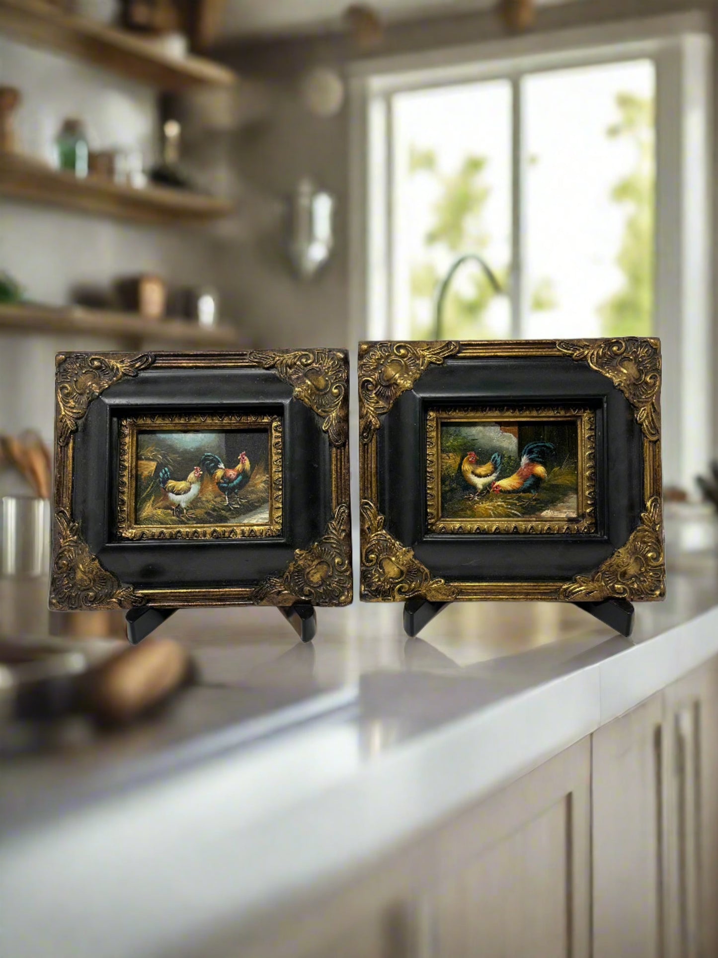 Chickens in the Barnhouse Black Frame 6x7