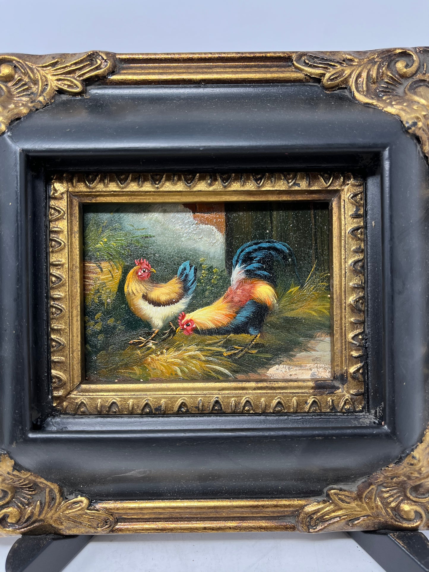 Chickens in the Barnhouse Black Frame 6x7