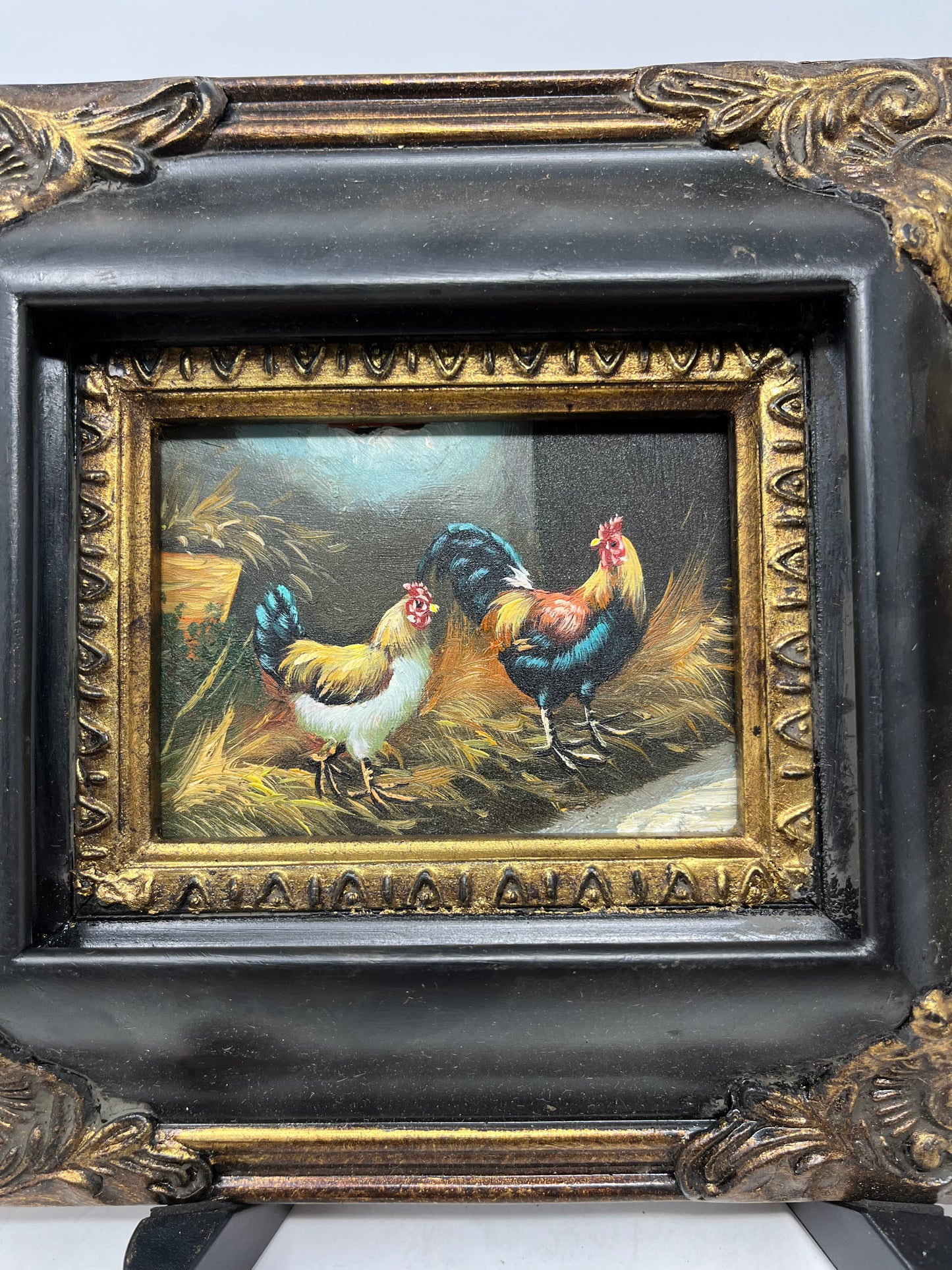 Chickens in the Barnhouse Black Frame 6x7