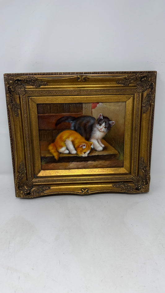 Two Kittens in Ornate Gold Frame