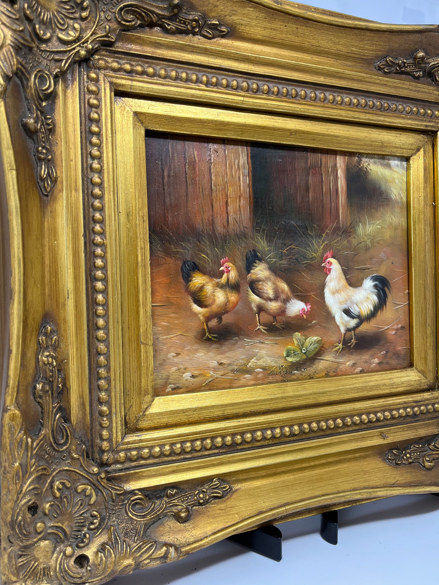 Chickens Hanging out Casually 17x16