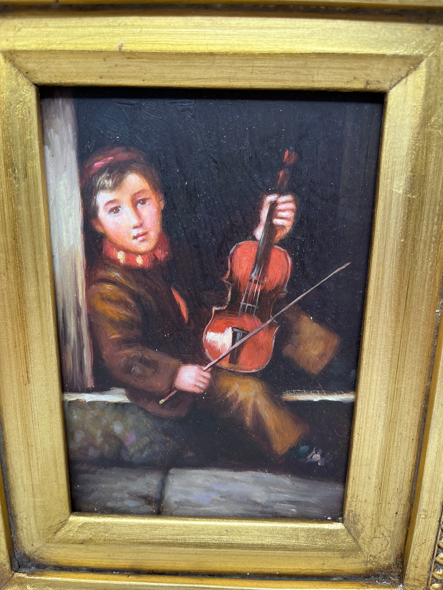 Boy with Violin Talent 14x12