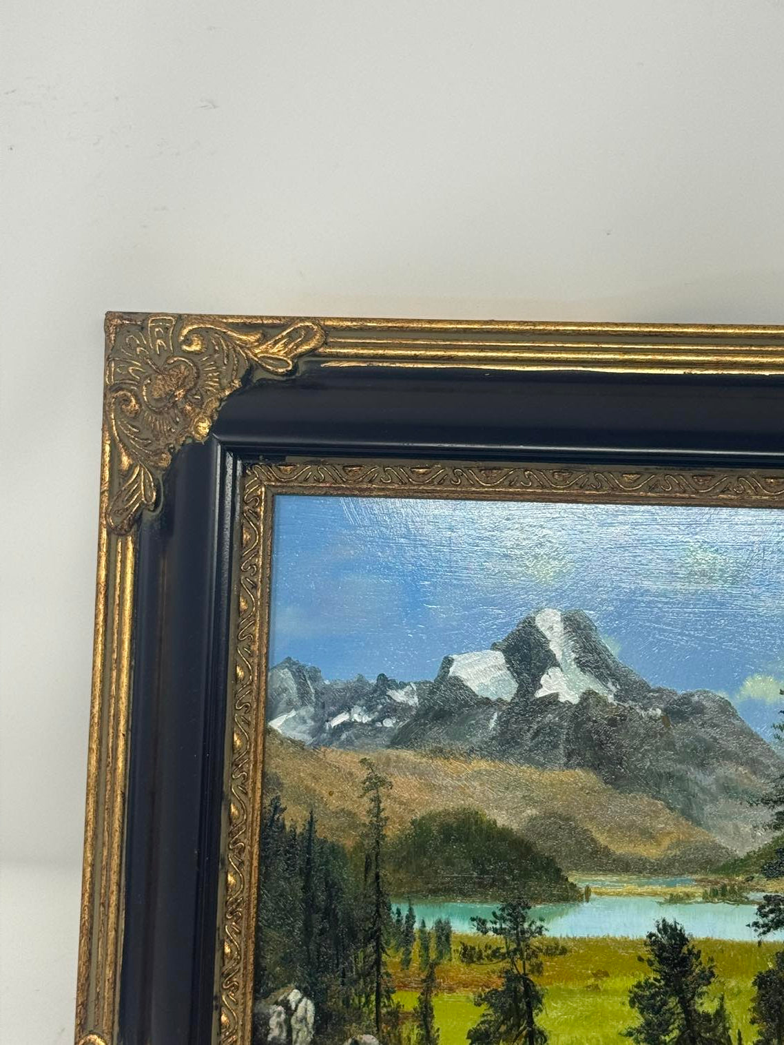 Alpine Lake & Pine Forest Landscape Oil Painting