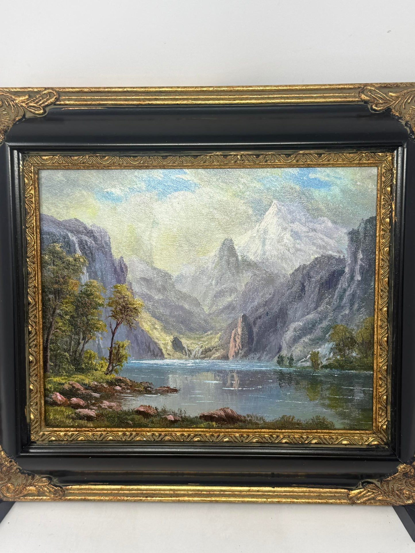 Mountain Lake Valley Landscape Oil Painting