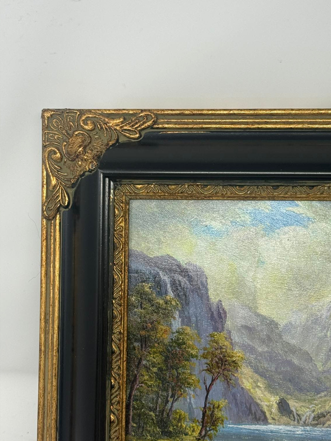 Mountain Lake Valley Landscape Oil Painting