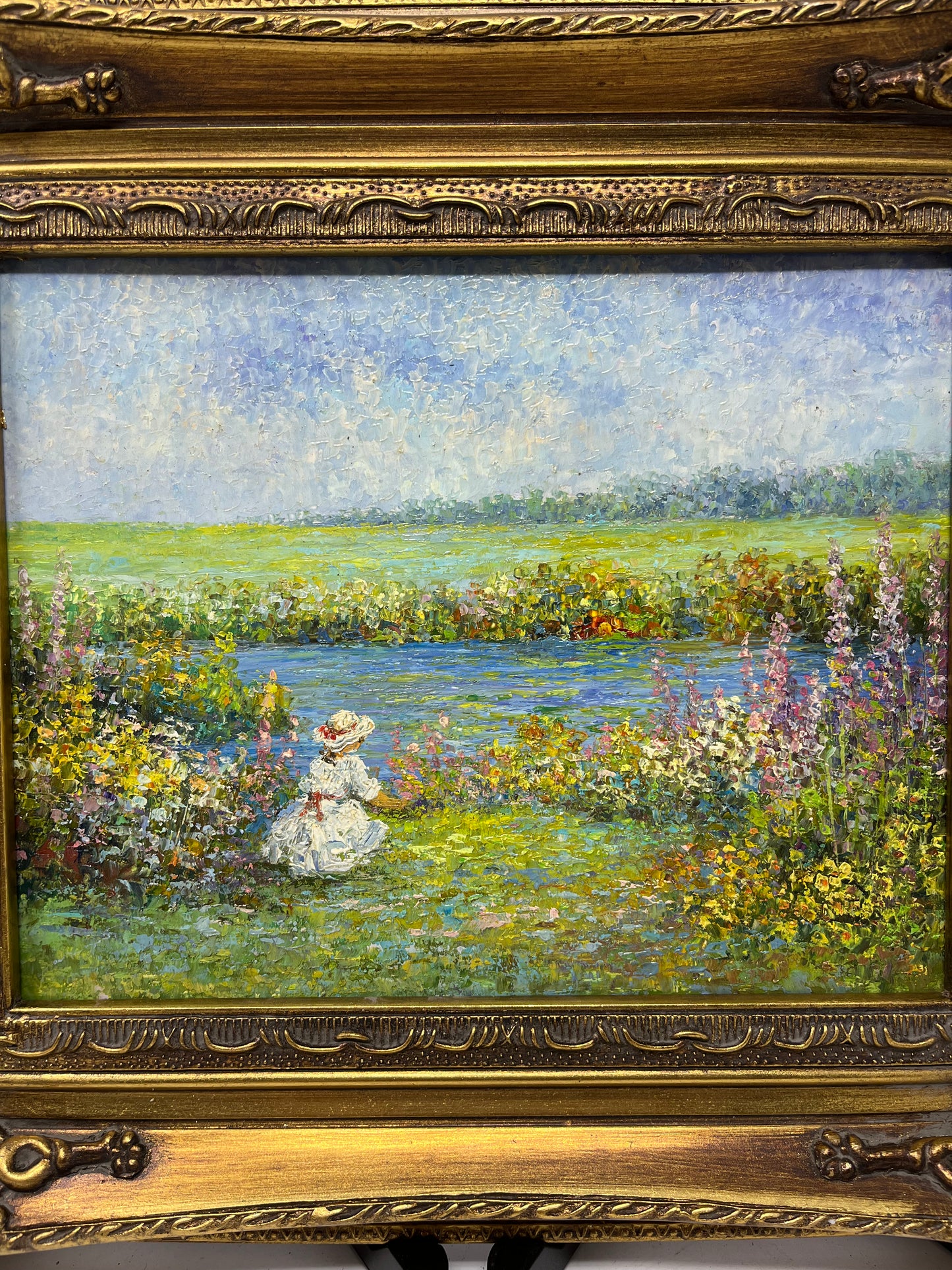 Lady by the River with Wildflowers 13x15