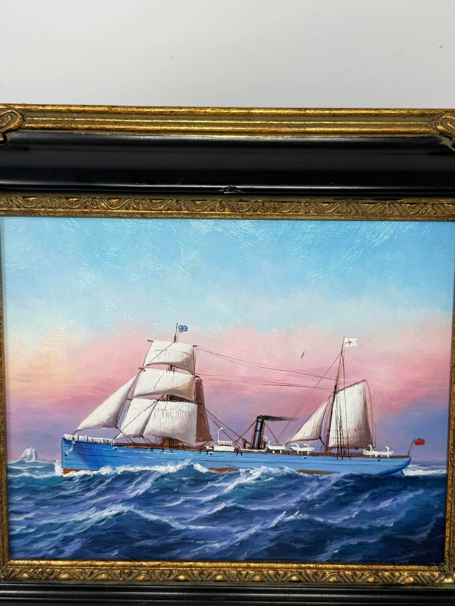 Sailing Ship at Sea Oil Painting