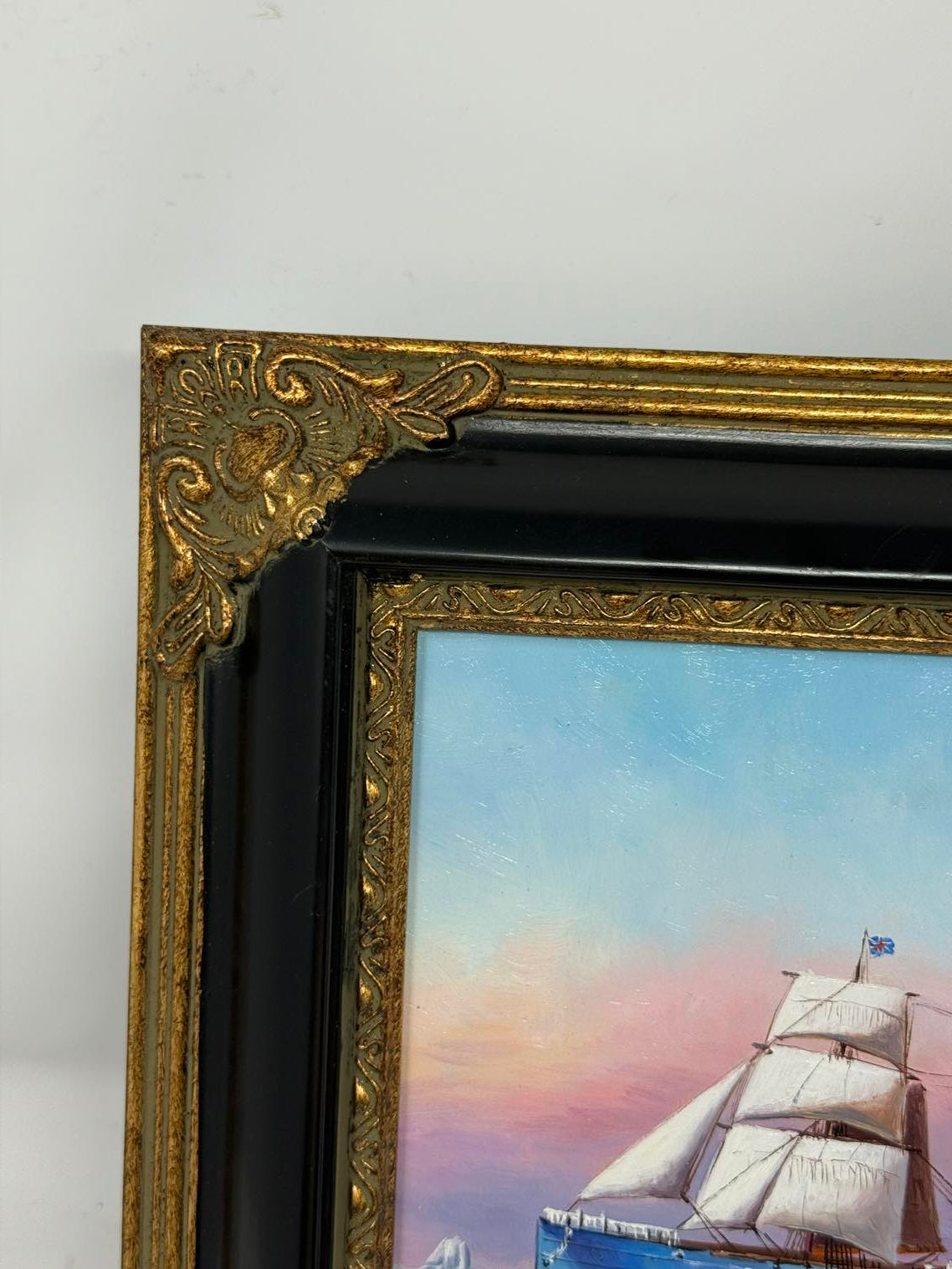 Sailing Ship at Sea Oil Painting