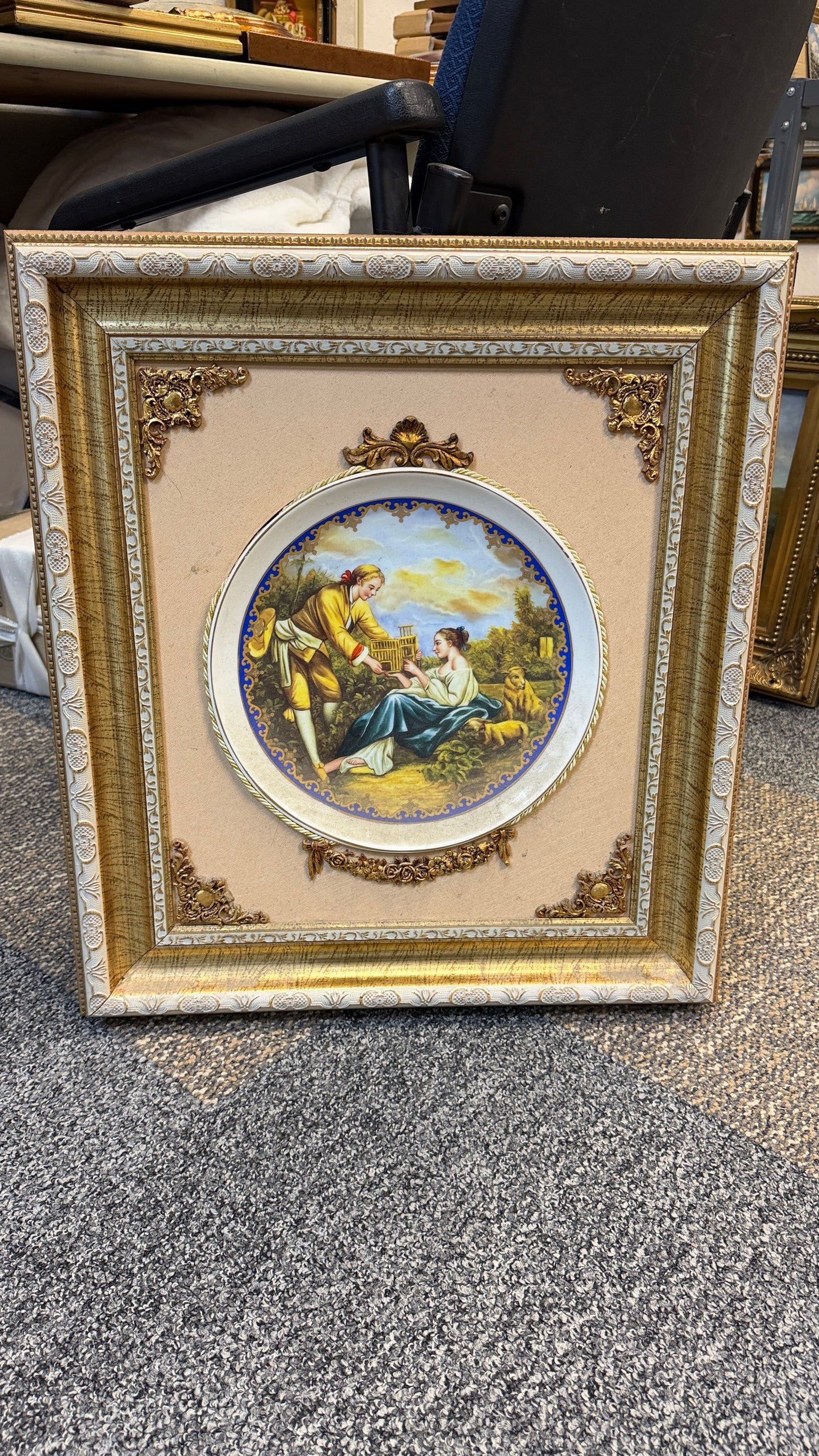 The Garden Courtship – Ornately Framed Decorative Plate Wall Art