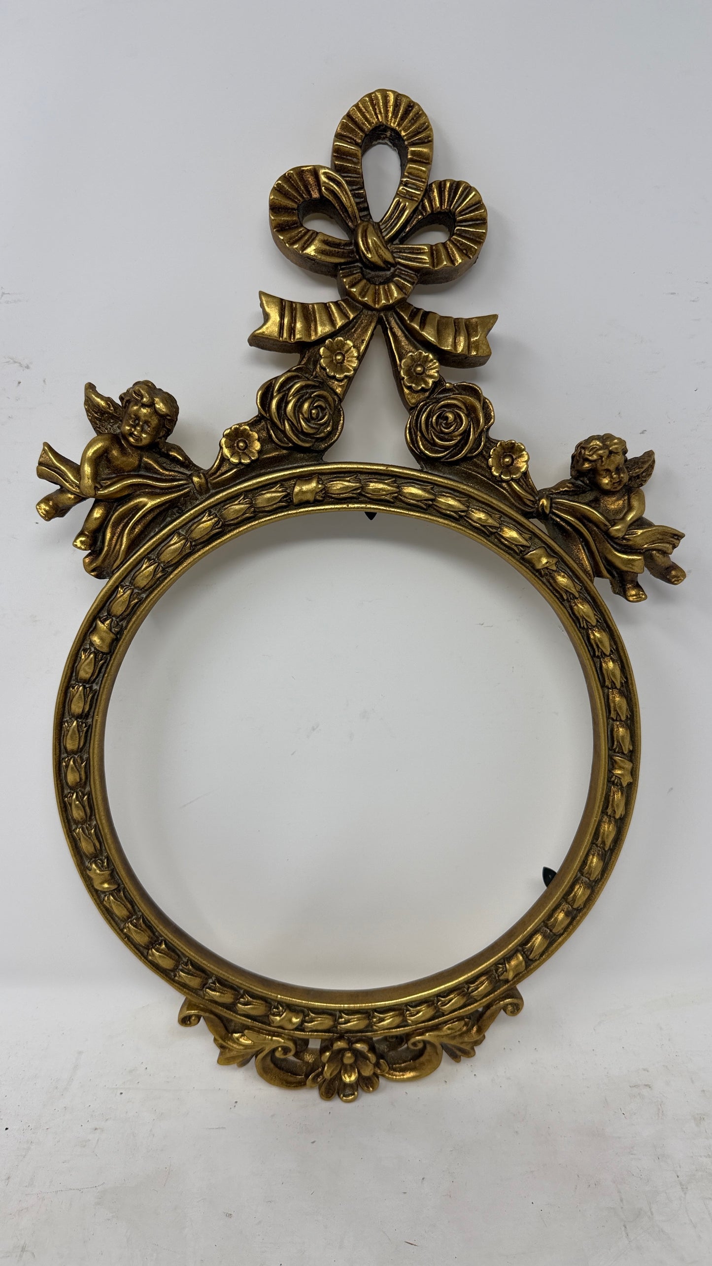 Ornate Gilt Cherub & Rose Oval Picture Frame