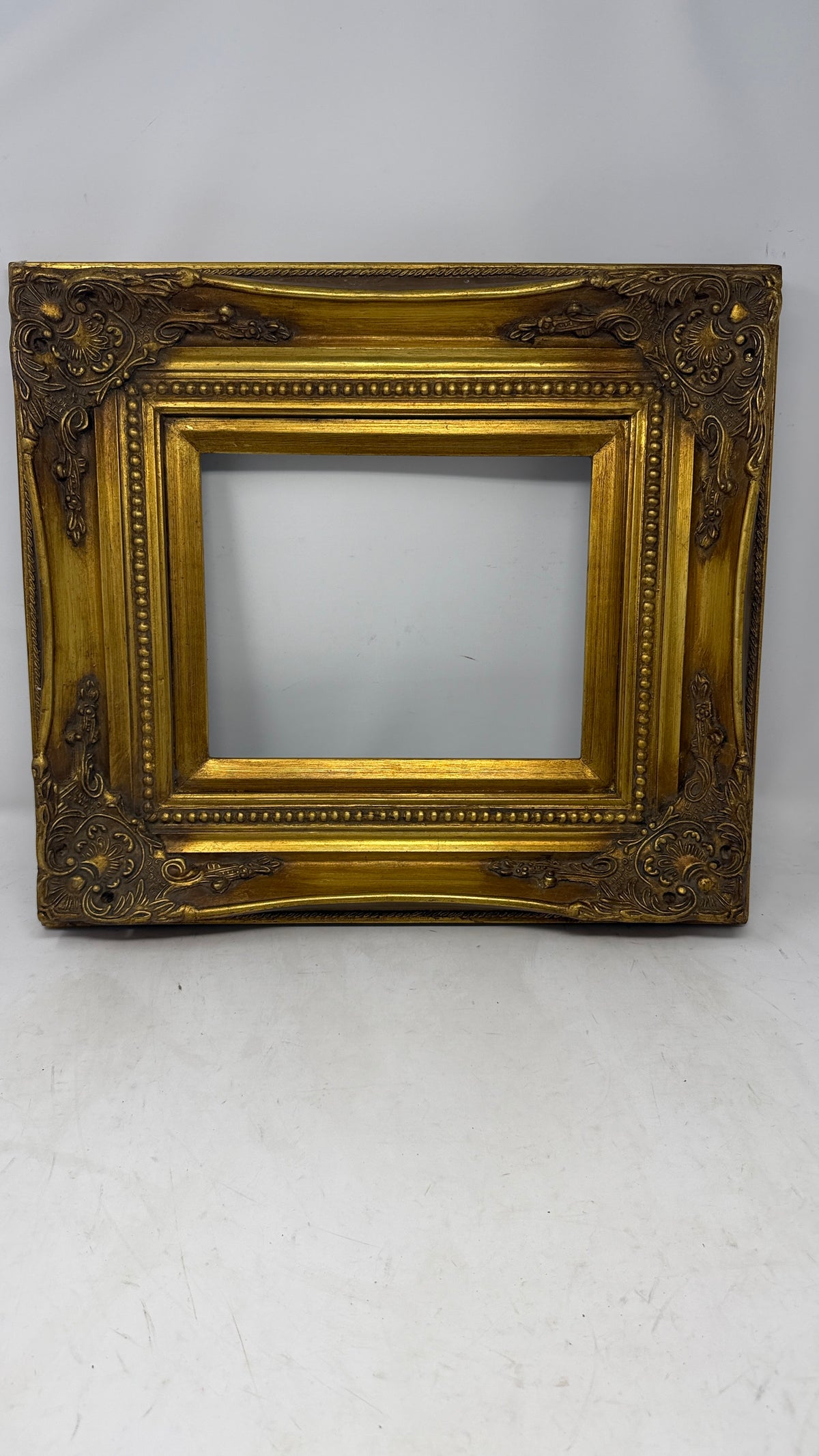 Ornate Antique Gold Beaded Picture Frame