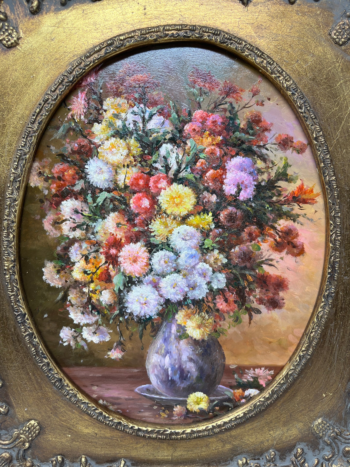 Bouquet of Blossoms in a Golden Frame